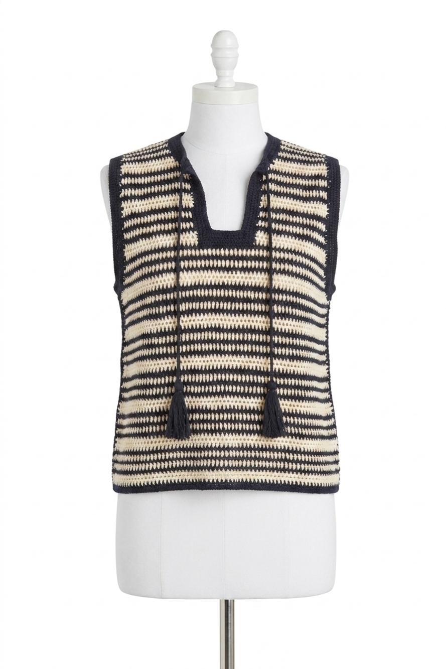 NEW NATION LTD priscilla tank in crochet seascape stripe